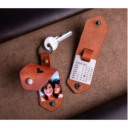 Man accessory - Leather keychain with photo, unique photo gift for man, keychain for him, gift ideas for men